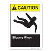 Signmission ANSI Caution Sign, Slippery Floor, 5in X 3.5in Decal, 10PK, 3.5" H, 5" W, Landscape, PK10 OS-CS-D-35-L-19790-10PK